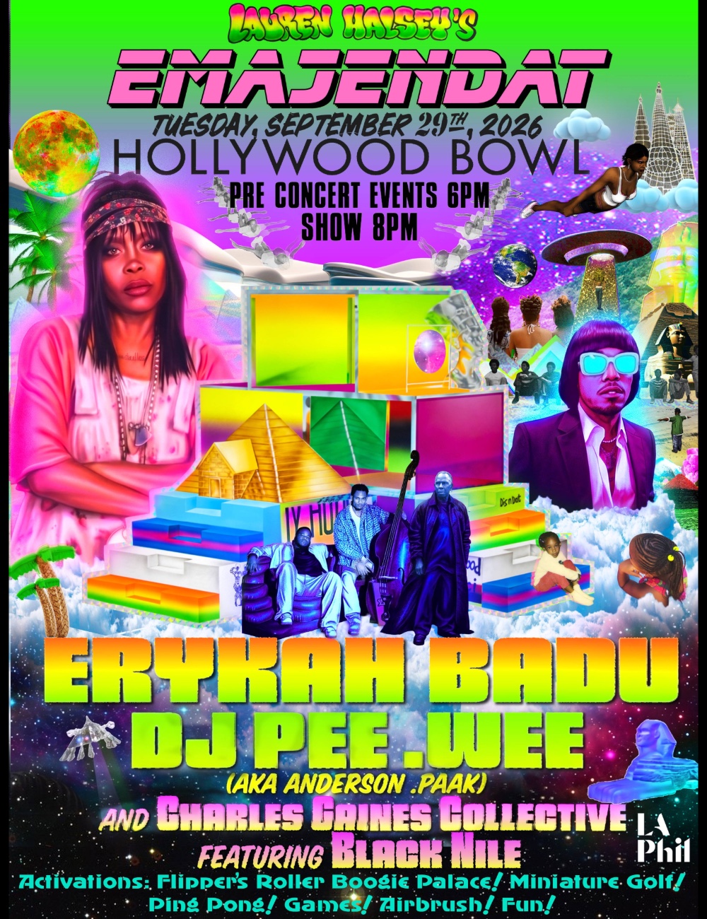 Lauren Halsey’s emajendat with Erykah Badu at the Hollywood Bowl